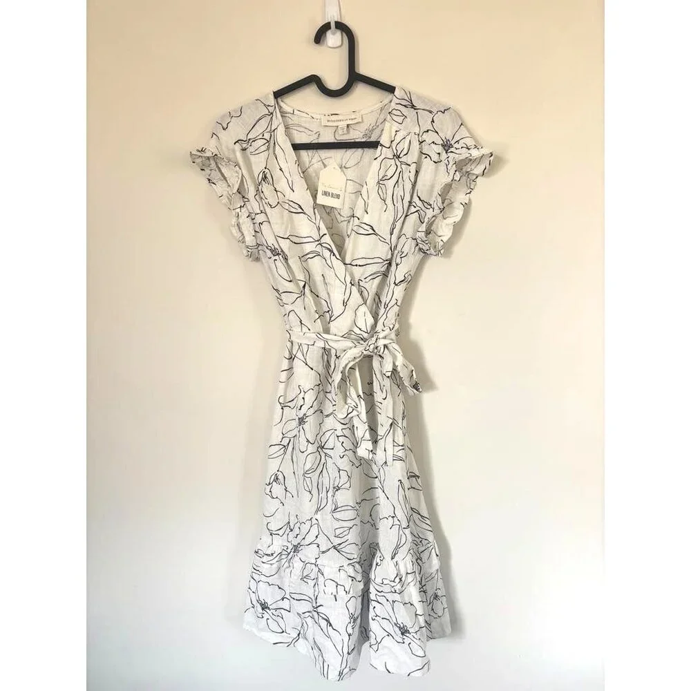 elegant linen dresses for women Red Dress | Multi Floral Linen Blend Tie Front Maxi Dress